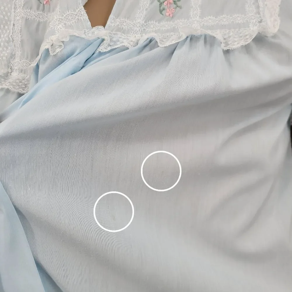 Barbizon Vintage Light Blue Nightgown and Peignoir Robe Set Lace Embroidery